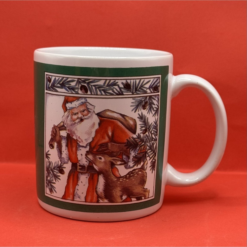Santa's Friends Mugs Cups Vintage K.I.C. Stoneware Coffee/Tea Set Of 4 Christmas - Picture 9 of 16